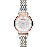 EMPORIO ARMANI Retro Two-Tone Stainless Steel White Dial Quartz Watch for Ladies - AR80035
