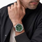 Fossil Men’s Quartz Brown Leather Strap Green Dial 50mm Watch BQ2801