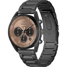 Hugo Boss TOP Black Stainless Steel Rose Gold Dial Chronograph Quartz Watch for Gents - 1514095 Main Image