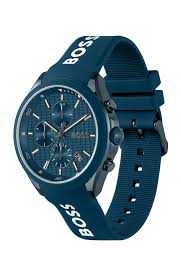 Hugo Boss Velocity Chronograph Blue Dial Blue Rubber Strap Watch For Men - 1514061