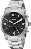 Fossil Men’s Quartz Silver Stainless Steel Black Dial 44mm Watch FS5141