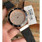 Michael Kors Everest Analog Rose Gold Dial Black Silicone Strap Watch For Women - MK7358