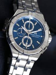 Maurice Lacroix Aikon Silver Stainless Steel Blue Dial Chronograph Quartz Watch for Gents - AI1018-SS002-430-1 Main Image