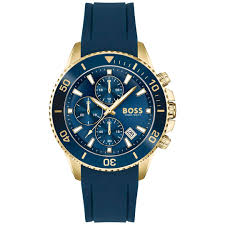Hugo Boss Men’s Quartz Blue Silicone Strap Blue Dial 46mm Watch 1513965 Hover Image