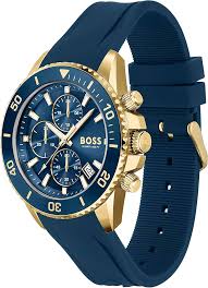 Hugo Boss Men’s Quartz Blue Silicone Strap Blue Dial 46mm Watch 1513965 Main Image