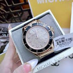 Michael Kors Everest Analog Rose Gold Dial Black Silicone Strap Watch For Women - MK7358