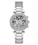 Guess Womens Watch Silver Tone Stainless Steel Case Clear Dial Quartz Analog Multi-Function Silver Steel  GW0403L1