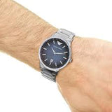 EMPORIO ARMANI Renato Silver Stainless Steel Blue Dial Quartz Watch for Gents - AR11182