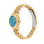 Michael Kors Lexington Three Hand Blue Dial Gold Steel Strap Watch for Women - MK4813