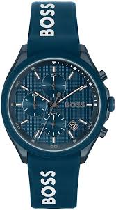 Hugo Boss Velocity Chronograph Blue Dial Blue Rubber Strap Watch For Men - 1514061
