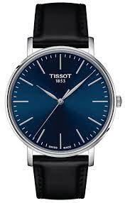 TISSOT Men’s Swiss Made Quartz Black Leather Strap Blue Dial 40mm Watch T143.410.16.041.00