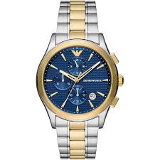 Emporio Armani Paolo Two-tone Stainless Steel Blue Dial Chronograph Quartz Watch for Gents - AR11579 Hover Image