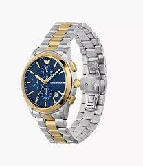 Emporio Armani Paolo Two-tone Stainless Steel Blue Dial Chronograph Quartz Watch for Gents - AR11579 Main Image