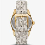 Michael Kors Jaycie Quartz Gold Dial White Leather Strap Watch for Women - MK2861