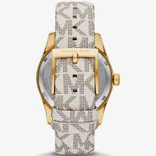 Michael Kors Jaycie Quartz Gold Dial White Leather Strap Watch for Women - MK2861 Main Image
