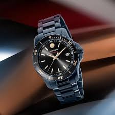 Movado 800 Series Blue Stainless Steel Black Dial Quartz Watch for Gents - 2600160