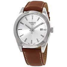 TISSOT Men’s Swiss Made Quartz Brown Leather Strap Silver Dial 40mm Watch T127.410.16.031.00 Hover Image