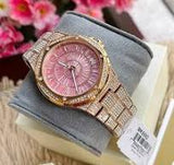 Michael Kors Lennox Rose Gold Stainless Steel Pink Dial Quartz Watch for Ladies - MK6992