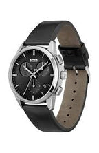 Hugo Boss Watch  For Men Dapper 1513925 Chronograph With Black dial Leather belt with Black color