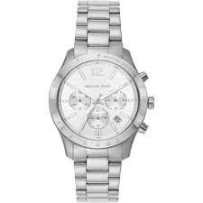 Michael Kors Silver Stainless Steel Silver Dial Chronograph Quartz Watch for Ladies - MK7413