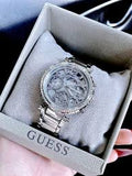 Guess Womens Watch Silver Tone Stainless Steel Case Clear Dial Quartz Analog Multi-Function Silver Steel  GW0403L1