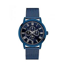Guess Men W0871G3 Round Dial Stainless Blue Band Watch Hover Image
