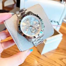 Michael Kors Silver Stainless Steel Silver Dial Chronograph Quartz Watch for Ladies - MK7413