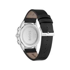 Hugo Boss Watch  For Men Dapper 1513925 Chronograph With Black dial Leather belt with Black color