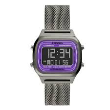 Fossil Retro Digital Grey Mesh Bracelet Positive Display Dial Digital Watch for Gents - FS5888