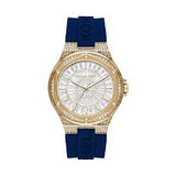 Michael Kors Women’s Quartz Blue Silicone Strap Crystal Pave Dial 43mm Watch MK7333