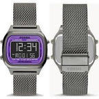 Fossil Retro Digital Grey Mesh Bracelet Positive Display Dial Digital Watch for Gents - FS5888