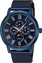 Guess Men W0871G3 Round Dial Stainless Blue Band Watch