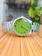 Michael Kors Lennox Three-Hand Green Dial Silver Steel Strap Watch for Women - MK7463
