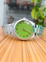 Michael Kors Lennox Three-Hand Green Dial Silver Steel Strap Watch for Women - MK7463