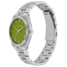 Michael Kors Lennox Three-Hand Green Dial Silver Steel Strap Watch for Women - MK7463 Main Image