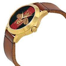 Gucci G-Timelss Analog ETA Quartz Brown Leather unisex-adult Watch(Model:YA126451)