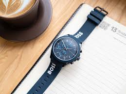 Hugo Boss Velocity Chronograph Blue Dial Blue Rubber Strap Watch For Men - 1514061