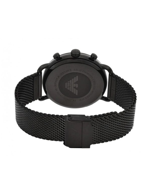 Emporio Armani Mens Chronograph Quartz Stainless Steel Black Dial 43mm Watch AR11142 Main Image