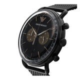 Emporio Armani Mens Chronograph Quartz Stainless Steel Black Dial 43mm Watch AR11142