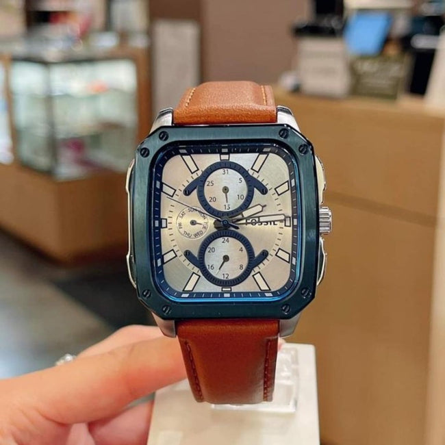 FOSSIL MULTIFUNCTION BROWN LEATHER WATCH BQ2658 Hover Image