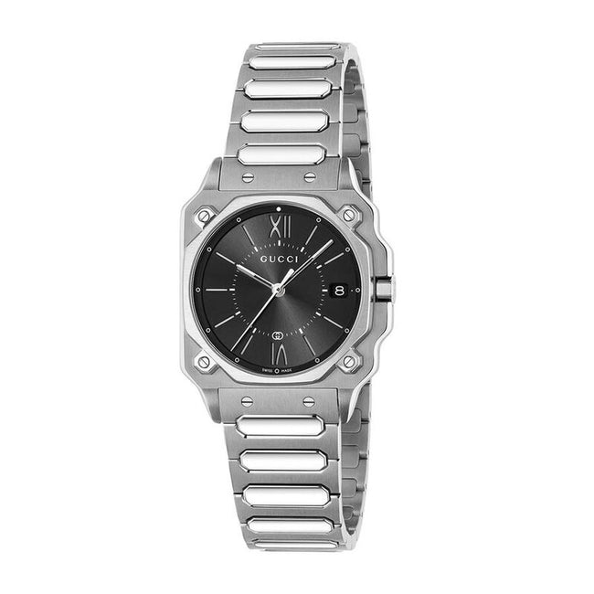 GUCCI G-Flat Quartz Stainless Steel 30MM Black Dial Women's Watch YA166505 Hover Image