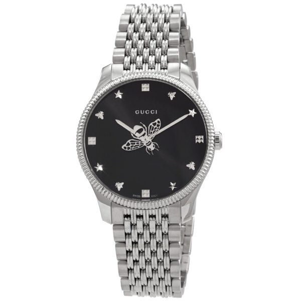 Gucci Unisex Swiss Made Quartz Stainless Steel Black Dial 36mm Watch YA1264154