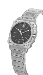 GUCCI G-Flat Quartz Stainless Steel 30MM Black Dial Women's Watch YA166505