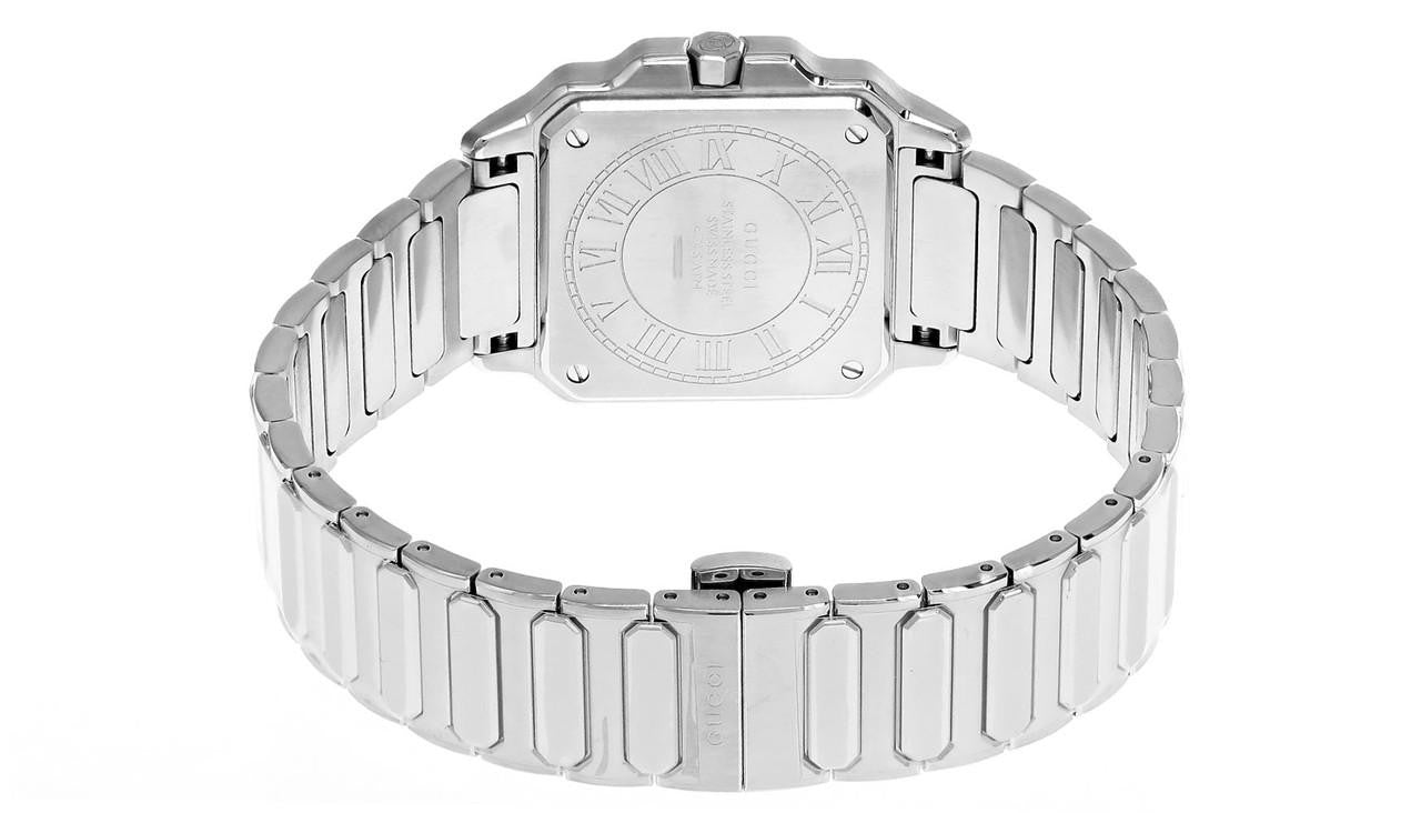 GUCCI G-Flat Quartz Stainless Steel 30MM Black Dial Women's Watch YA166505