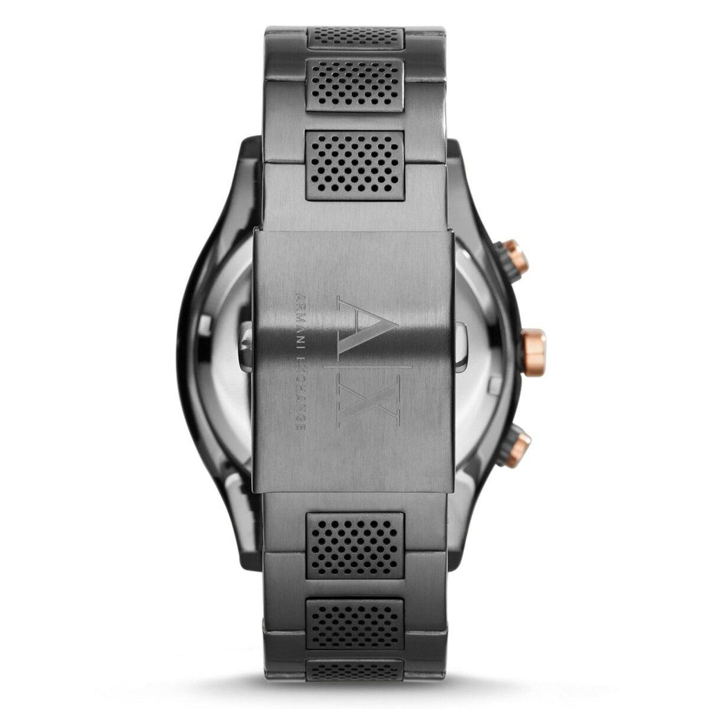 New-armani Exchange Gunmetal Tone Chrono. S/steel Band Gray Dial WATCH-AX1603