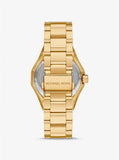 Michael Kors Raquel Three Hand Crystals Gold Dial Gold Steel Strap Watch For Women - MK7398