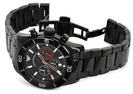 Emporio Armani Men’s Chronograph Stainless Steel Black Dial 44mm Watch AR5931