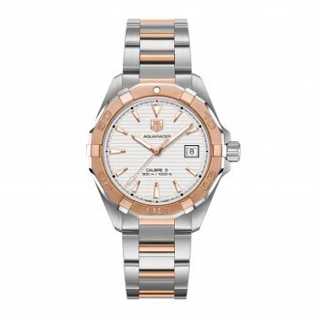 TAG Heuer - WAY2150.BD0911 Aquaracer 300M Calibre 5 40.5 Stainless Steel / Rose Gold / Silver / Bracelet