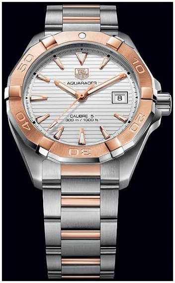 TAG Heuer - WAY2150.BD0911 Aquaracer 300M Calibre 5 40.5 Stainless Steel / Rose Gold / Silver / Bracelet