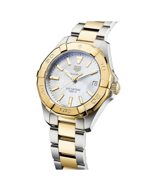 Tag Heuer Aquaracer Two-tone Stainless Steel White Mother of Pearl Dial Quartz Watch for Ladies- WBD1320.BB0320